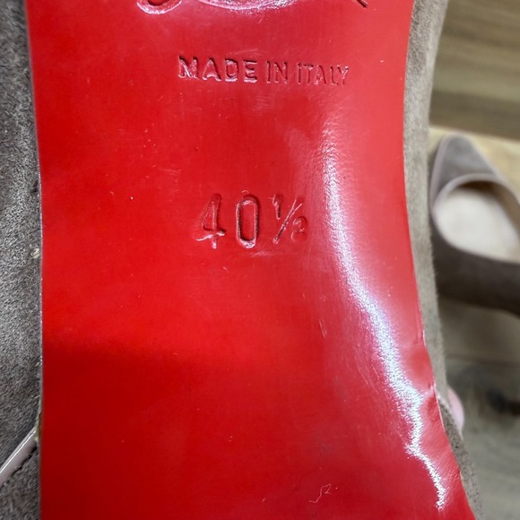 Christian Louboutin JS Suede Pumps 40.5 US 10.5 Light Brown Nude Platform - Picture 11 of 14